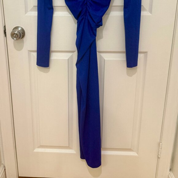 RONNIE KOBO LARA TWIST METALLIC ROYAL BLUE JERSEY DRESS - Picture 7 of 10